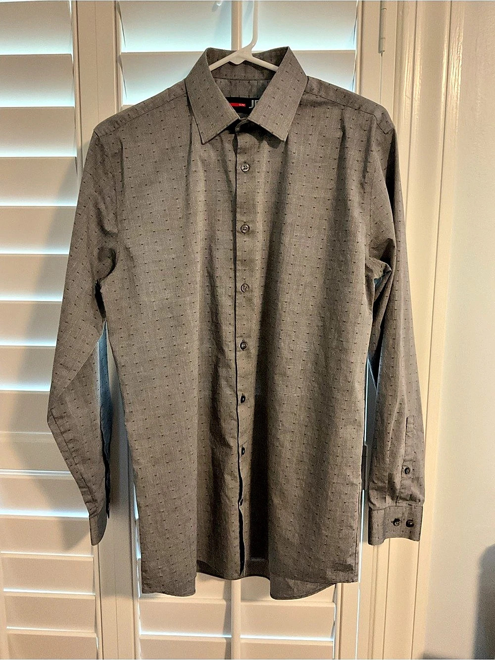 J. Ferrar Slim Stretch Button-Down Shirt Men’s Medium Gray Stretch Button-Do